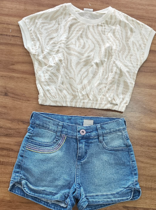 Conjunto Blusa Zebra + Short Jeans